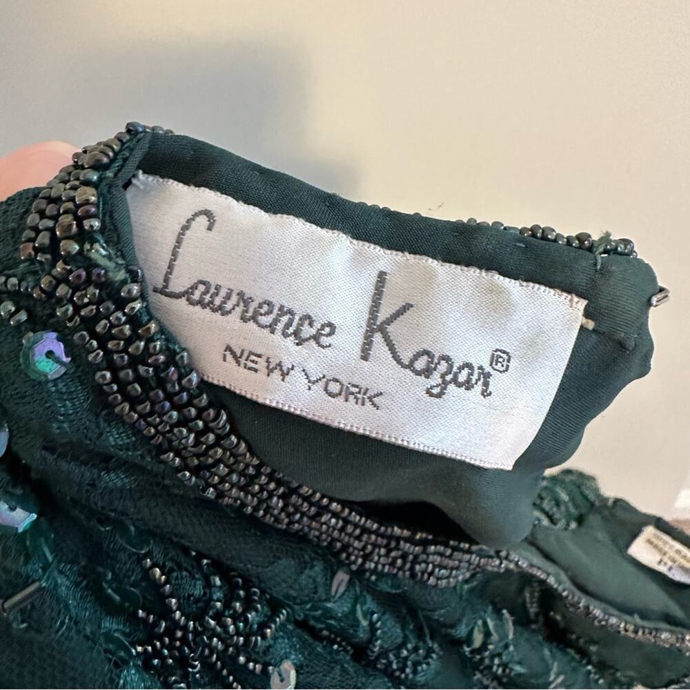 Vintage Laurence Kazar Green Beaded Sequin Shirt and Skirt Set PL - Picture 8 of 16